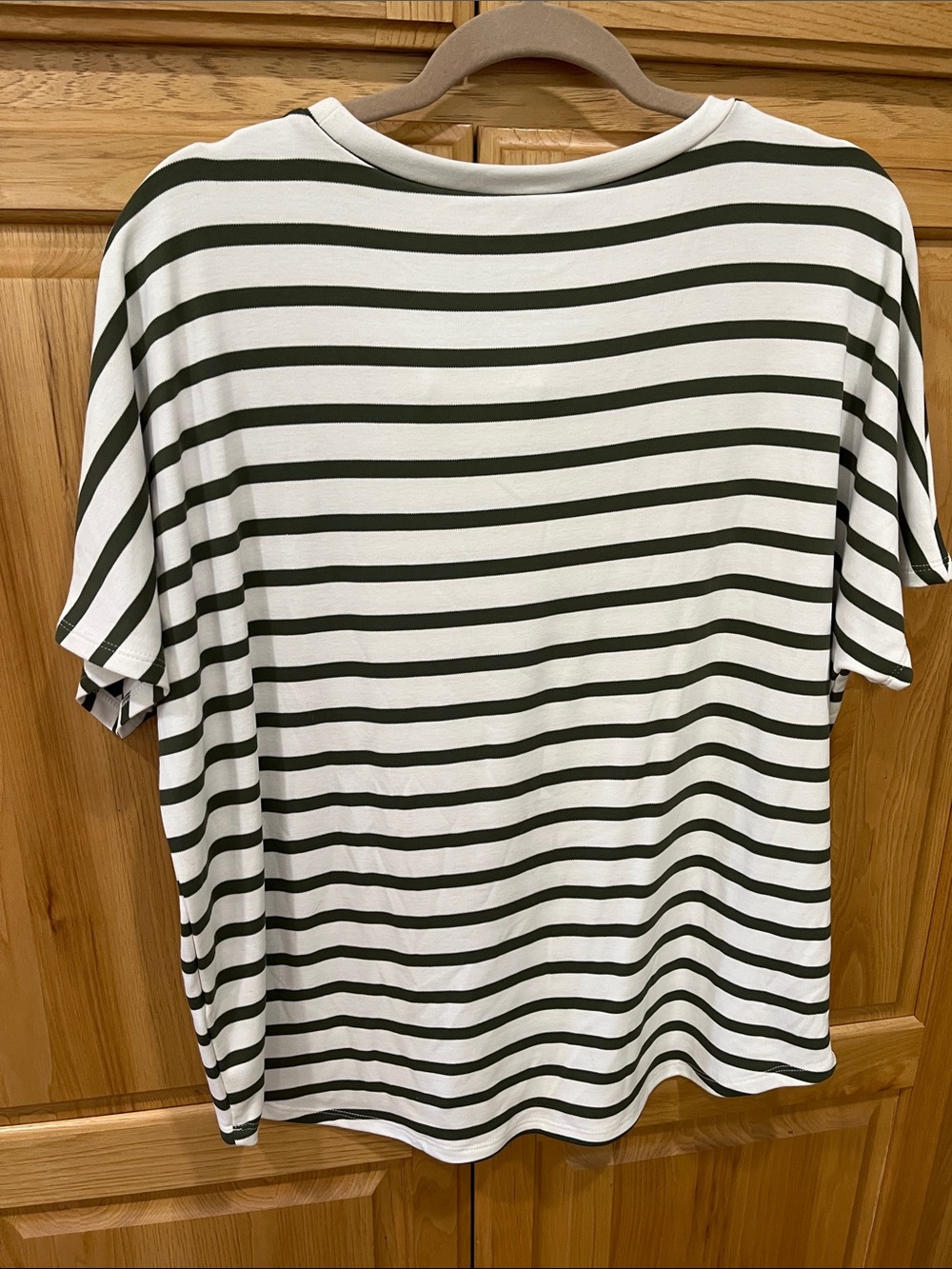 Cable & Gauge White Tee with Dark Green/Gray Stripes - Picture 2 of 6